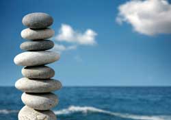 Stones with blue ocean and sky